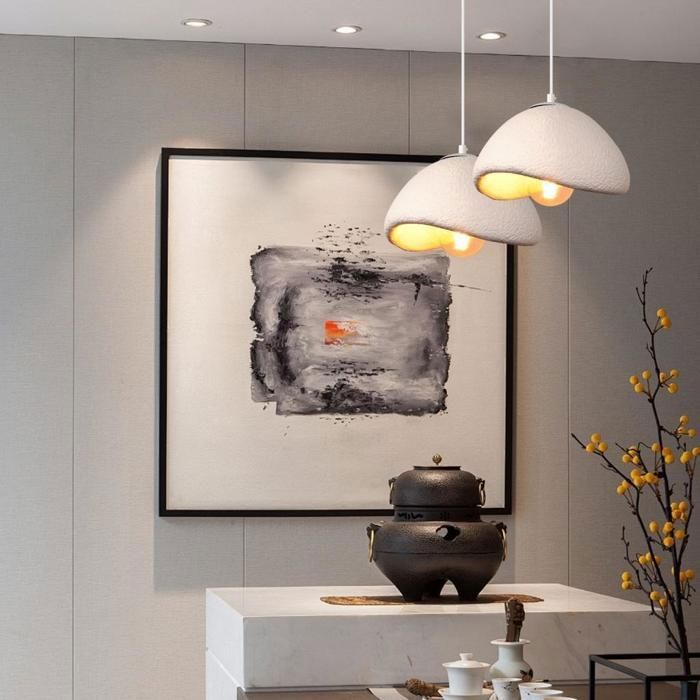 Lustre (suspension) - SMOTOP - 2x E27 - Abat-jour Mousse blanc Ø30 cm - Scandinave moderne