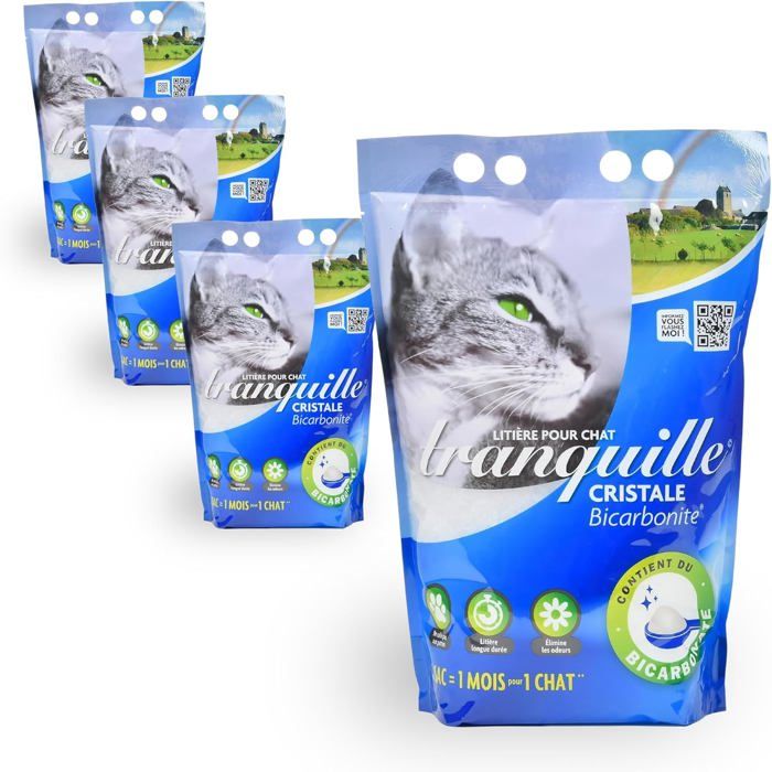 Meilleurs prix pour Litière Pour Chat Cristale Gel De Silice Et Bicarbonite 4L-Lot De 4