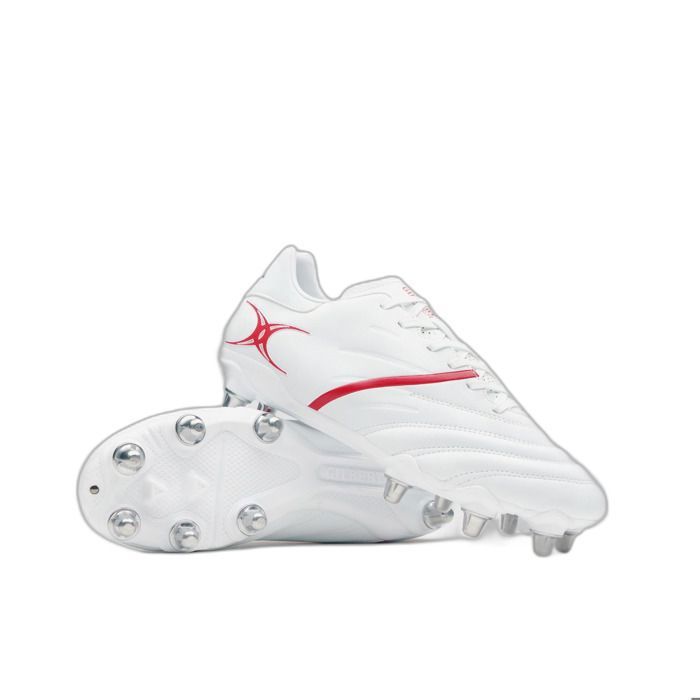 Chaussures de rugby Gilbert X20 Pwr 8S AG - blanc / rouge Chaussures de rugby Gilbert X20 Pwr 8S AG - blanc / rouge