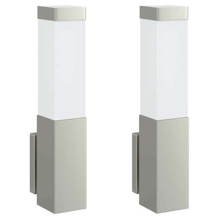 Applique murale extérieure - vidaXL - 2 pièces - Argent - Acier inoxydable - Brossé - 10 5 x 6 x 35 cm - 230 V - 25 W