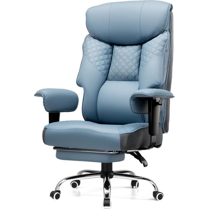 Chaise Gaming Grandes Tailles 180kg Bureau Ergonomique Siège 3D Réglable avec Repose Pieds Cuir PU Confort - vue 3