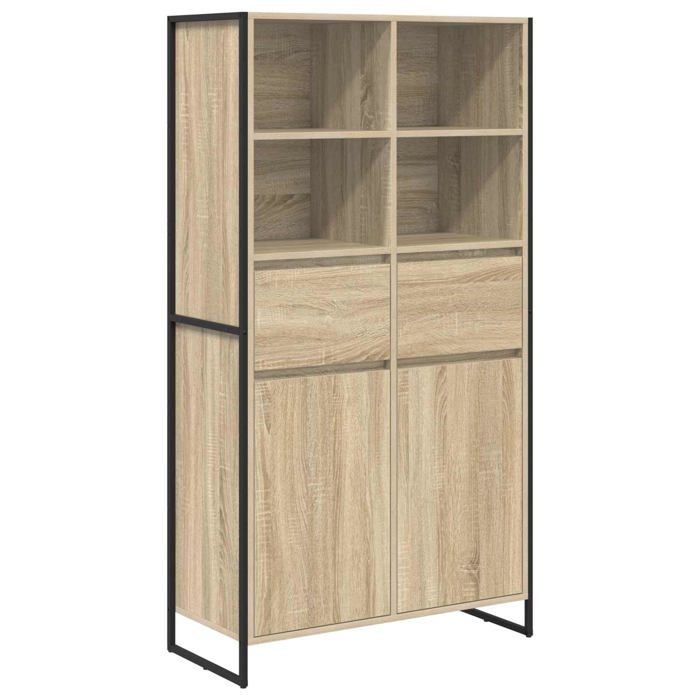 Buffet industriel - vidaXL - 81x36x1505 cm - Sonoma - Bois dingénierie - Avec tiroir - Avec porte - Assemblage requis