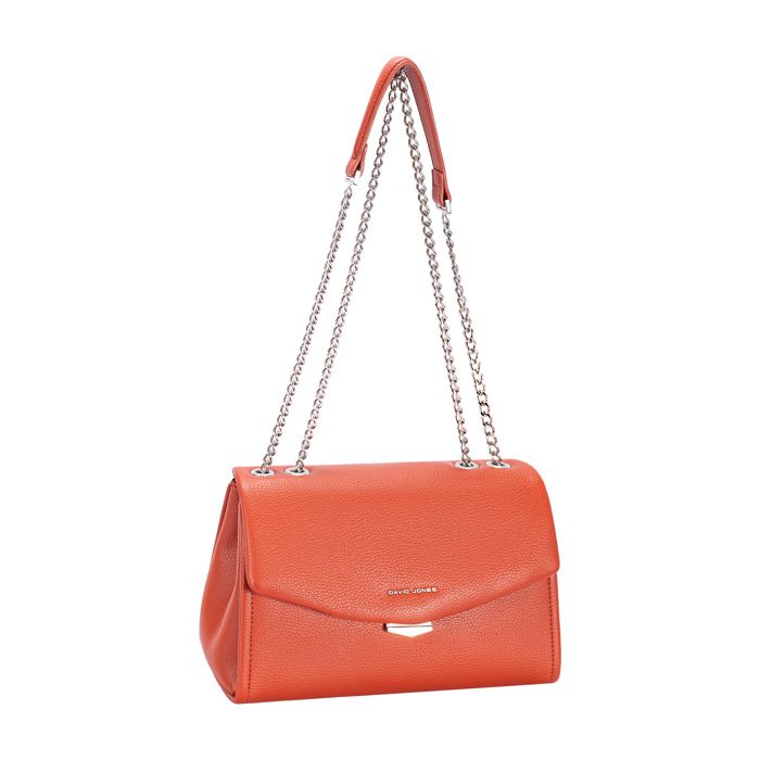 David Jones Paris - Sac porté main Similicuir PU - Sac Bandoulière épaule - 2 Compartiments - Taille Moyenne - Couleur Rouge