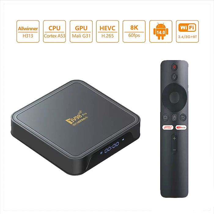 Android 14 TV98 Pro TV Box Allwinner H313 Quad Core 4K Dual Wifi BT ...