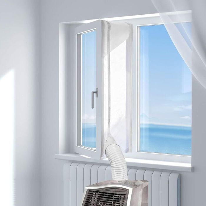 Tissu calfeutrage fenêtres - PZCC - 400 cm - Pose sans perçage - Compatible climatiseurs/sèche-linge - Limite infiltration dair