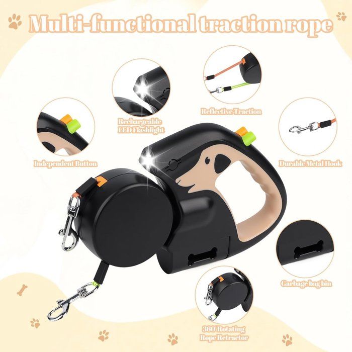 Laisse pour chien - Laisse de 3 mètres - Laisse double pour promener 2 chiens – avec sangle en nylon anti-nœuds à 360° poignée