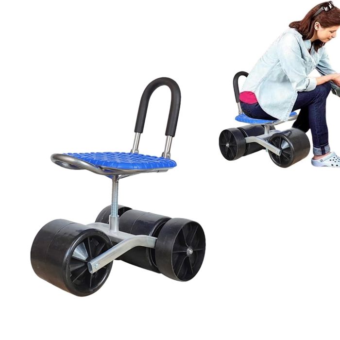 Siège de Jardin Pivotant à 360° avec Hauteur Réglable Tabouret Roulant de Jardin Chaise de Travail de Jardin pour Pelouse Terrasse