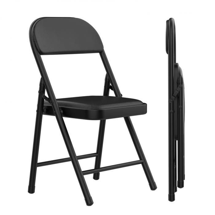 Chaise Pliante Set de 2 Chaises de Jardin Chaise Camping Balcon Jardin Empilable Chaises en Similicuir jusquà 175Kg Noir