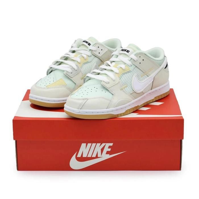 CHAUSSURES DE BASKET-BALL DB0500-100 Nike Dunk Low Scrap Sea Glass Sail White Beige Gum Brown (Mens)