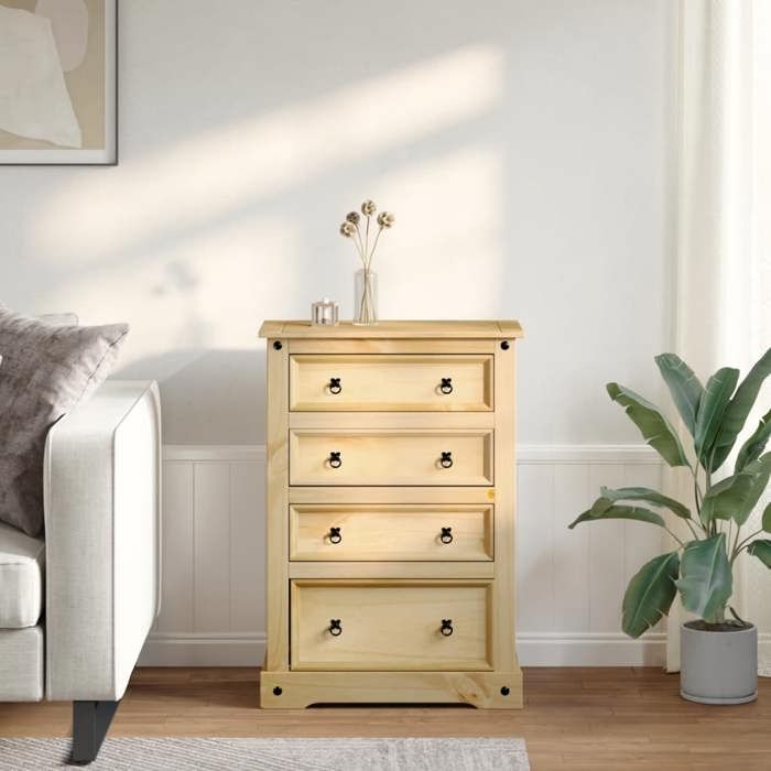 (10466)Moderne Commode Corona 80x43x114 cm bois massif de pin poid:29.8 kg