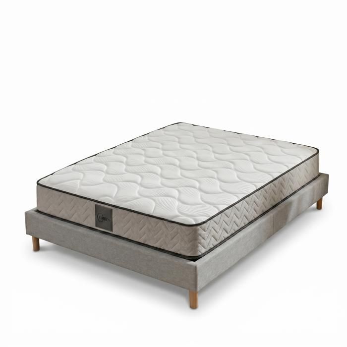 Ensemble Sommier Deco et matelas Cosmos 180x200 cm - Tissu gris clair - Collection tissu Ensemble Sommier Deco et matelas Cosmos 180x200 cm - Tissu gris clair - Collection tissu