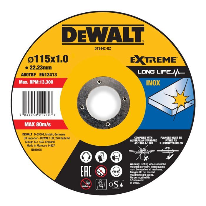 Disque De Coupe Dewalt Dt3442 qz Acier Inoxydable Et Métaux Fins - vue 2