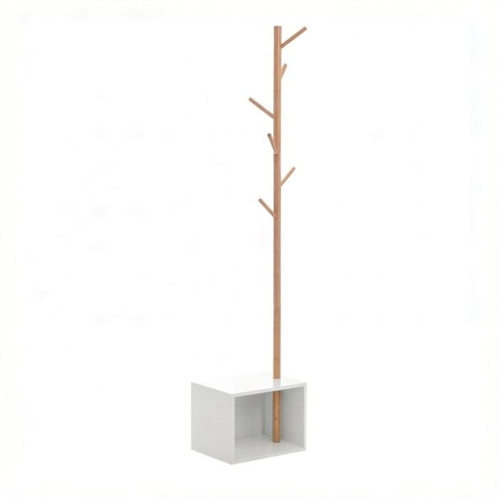 Meuble Dentrée Blanc 40x30x180cm Porte-manteau Contemporain Avec Banc Rectangulaire Rangement Pratique Pour Vestibule Et Chambre