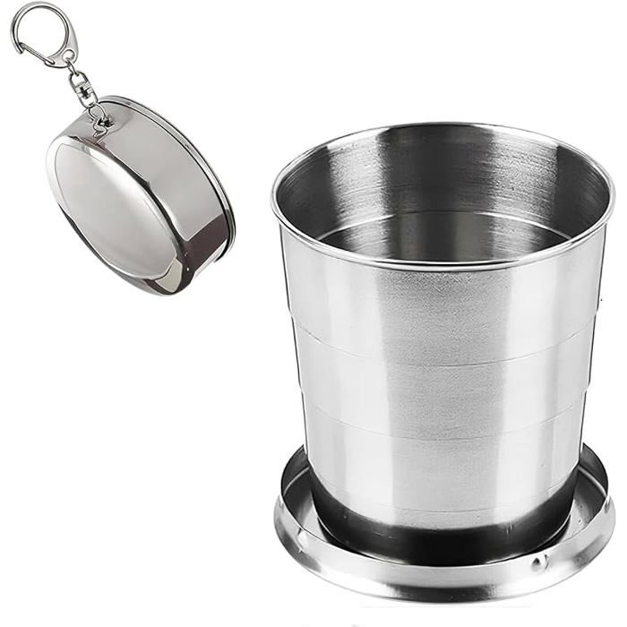 Gobelet Pliable en Acier Inoxydable 450ML Tasse Rétractable pour Camping et Voyage (ArgentéL) L