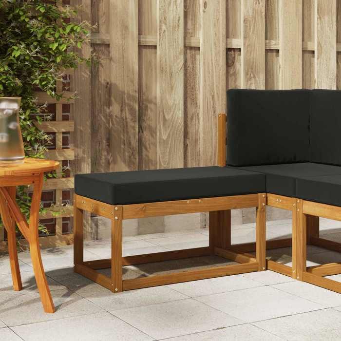 Banc de jardin - COCO - bois dacacia massif - naturel - 79 x 43 x 37 cm - coussins dassise inclus 571675