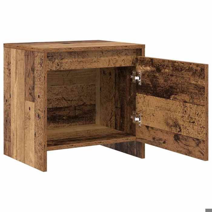 Cabinet de Lit Moderne Marron Table de chevet/nuit avec rangement Bois ancien 45x34x44 5 cm CC4469