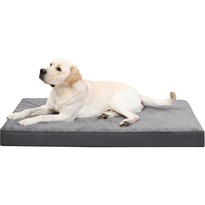 Panier chien XXL 121 x 75 cm Tapis orthopédique déhoussable réversible Matelas mousse œuf gris foncé lavable en machine