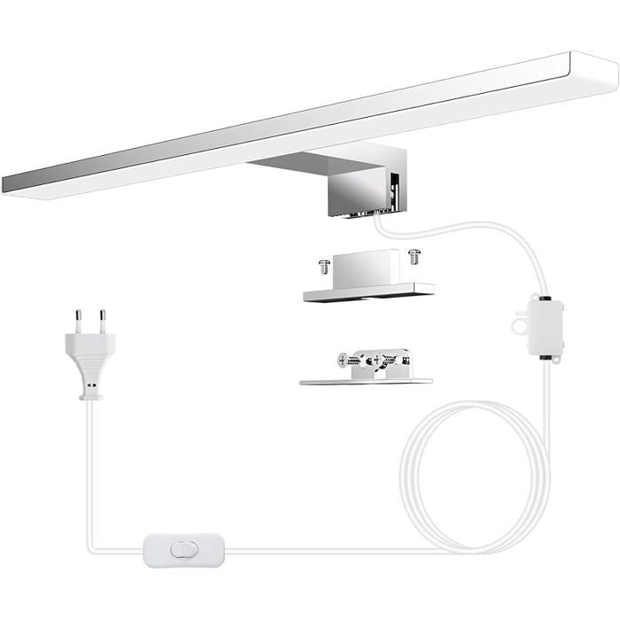 LED Miroir de Salle de Bain 10W Bnc Neutre 4000K Lampe Murale Avec Prise 40CM Argent 4000k ARGENT - 4000K BLANC ECLAIRAGE DE MEUBLE