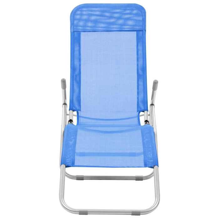 Promo“Chaises Longues Pliables Lot de 2 Textilène Bleu 142 x 60 x 97 cm en acier poudré pour Plage et Camping 628232