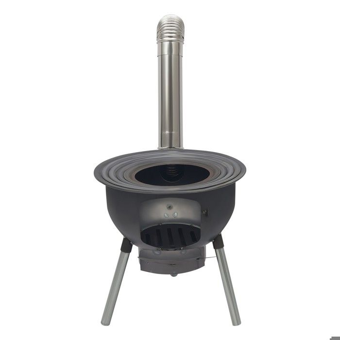 Réchaud à bois multifonction avec grille-6 à 10 utilisateurs-Réchaud de camping-4 supports pour wok-Réchaud à bois portable -Noir