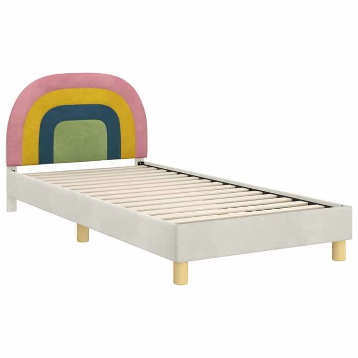 Structure de lit - HAOSHOP - Cadre de lit pour enfants avec tête de lit Crème 90 x 190 cm&01_114823