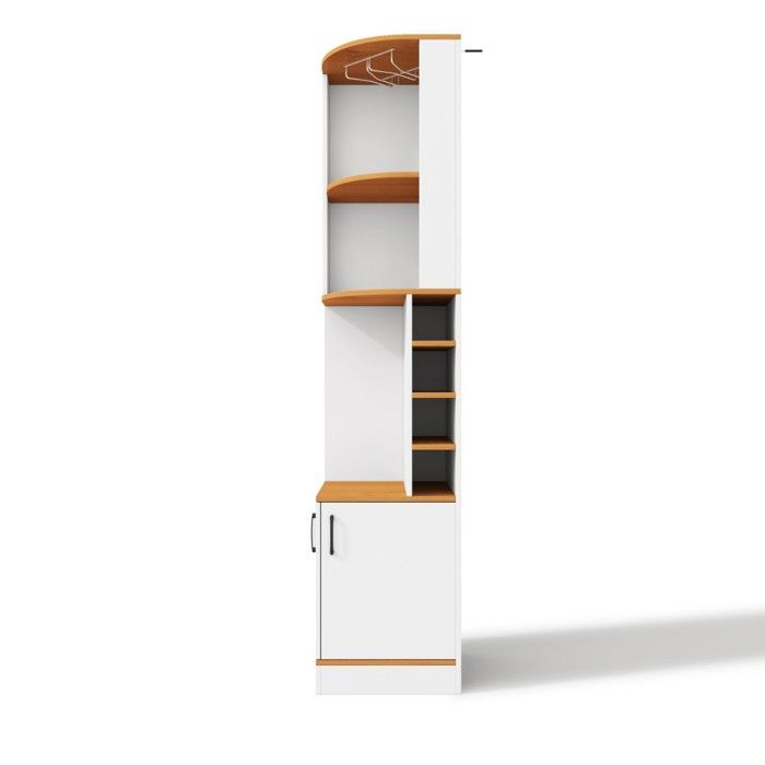 4 Casiers et Porte-Verres Meuble Bar dAngle Rangement Bouteilles et Vaisselle Buffet Haut Gain de Place 40x40x182cm Salon Cuisine