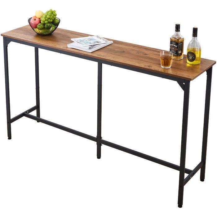 Table de Bar Rectangulaire 160 cm Meuble pour Balcon Salon Salle à Manger Bureau Coin Repas Bistro Table Haute de Cuisine