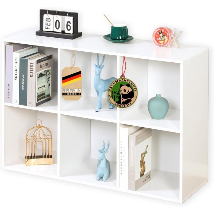 Floordirekt Bibliothèque Étagère cube en bois blanc à 3 compartiments pour salon et chambre