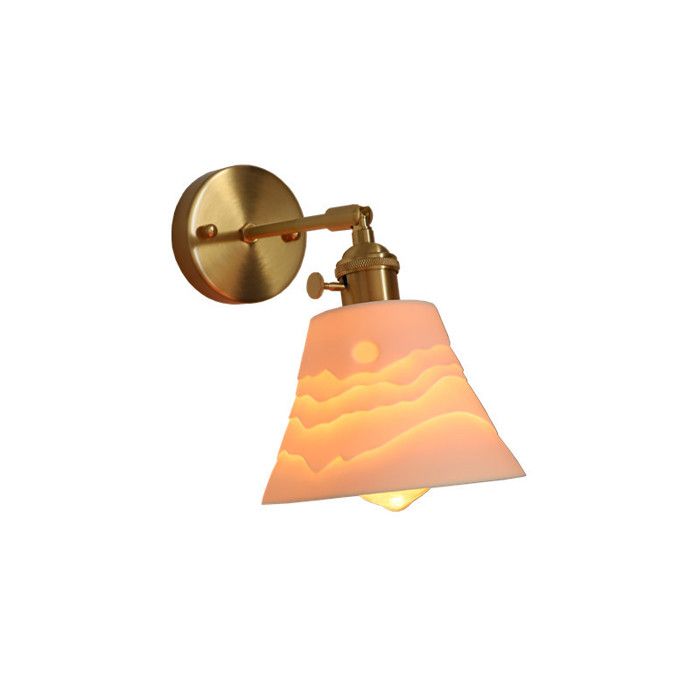 Applique murale laiton zen-like bourbon porcelaine céramique - Vantory - style japonais homestay chambre lampe de chevet miroir