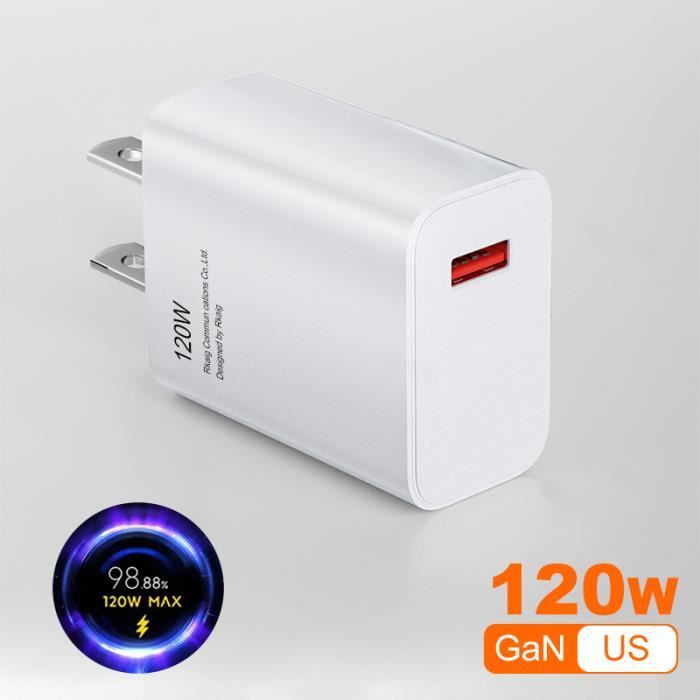 Chargeur US 120W-Chargeur USB de charge super rapide d'origine pour Xiaomi,  câble de charge de type C, Mi 11 - Cdiscount Téléphonie