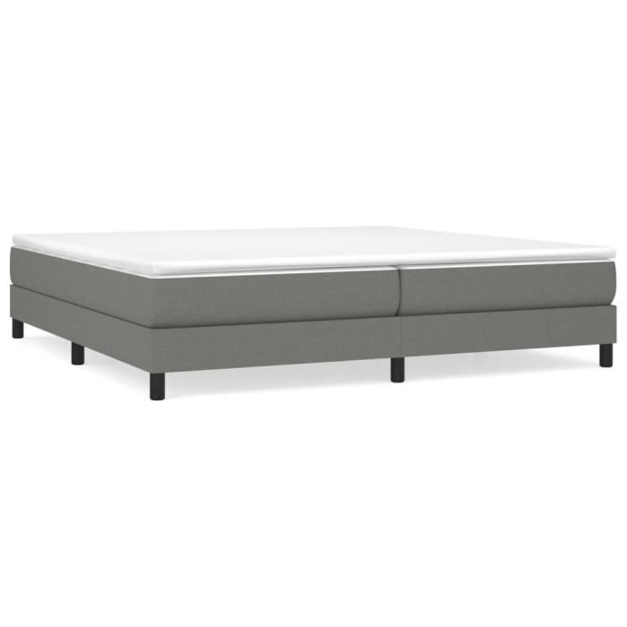 Sommier - AKOZON - 200x200 cm - Tissu 100% polyester - Couleur gris foncé - Soutien ferme
