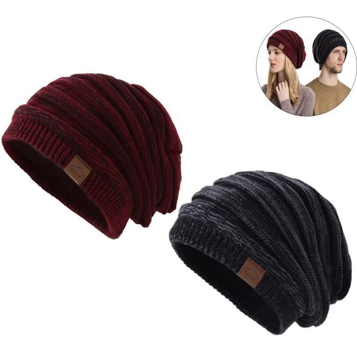 Bonnet Doublé Polaire Femme Mupkvy Ensemble Bonnet Homme Hiver Et Écharpe, Bonnet D'hiver Thermique En Tricot - Cache-cou Avec Doublure En Polaire - Pour Homme Cadeau De Noël Robe De Chambre Femme
