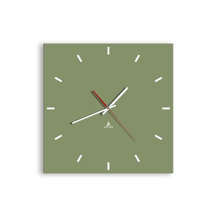 Horloge Murale En Verre ARTTOR 40x40cm, Motif Panthère Léopard, Savane, Design Moderne