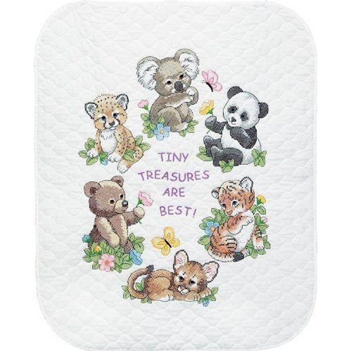Dimensions Kit Point De Croix Imprime Couverture Bebes Animaux Cdiscount Beaux Arts Et Loisirs Creatifs