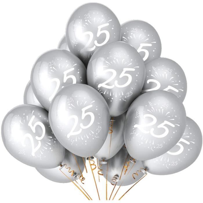 Ballon argent nombre 25 5 LOTS D = 30 cm argentées Mariage Décoration party fête