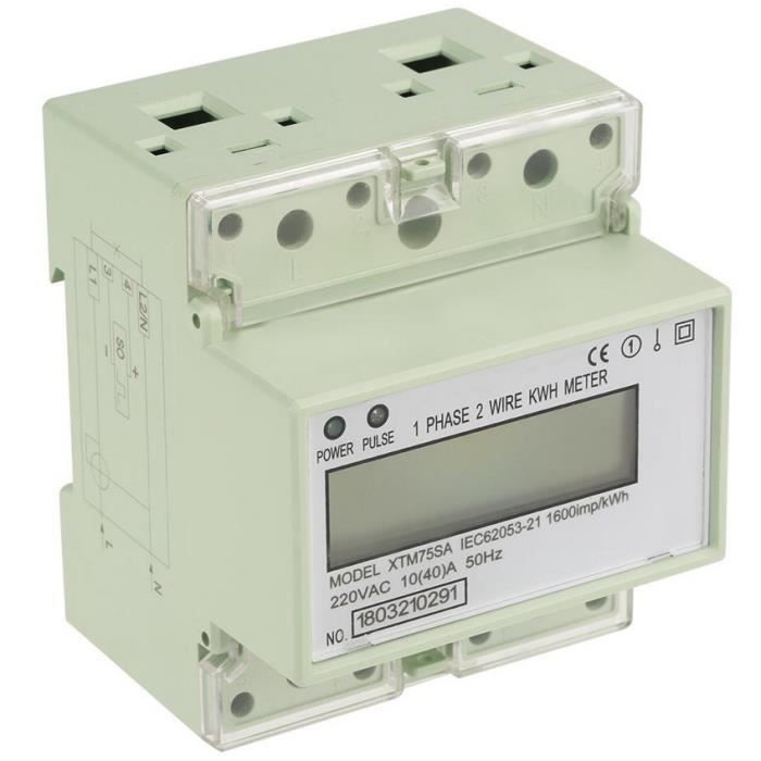 Compteur électrique 1 rail monophasé 4 fils sur rail DIN Compteur électronique