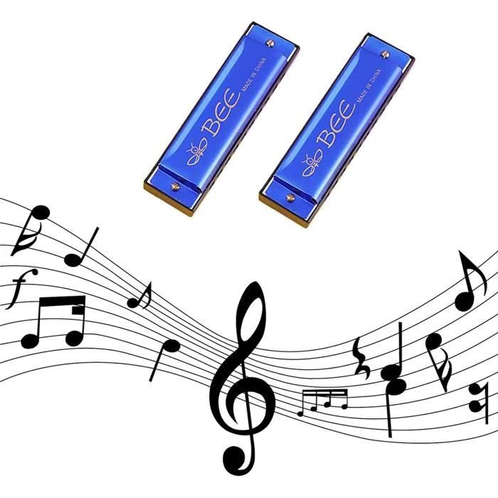 Harmonica major blues Pour débutants Bleu et noir Harmonica diatonique à 10 trous Lot de 2 Harmonica diatonique pour enfants Harmonica pour enfants