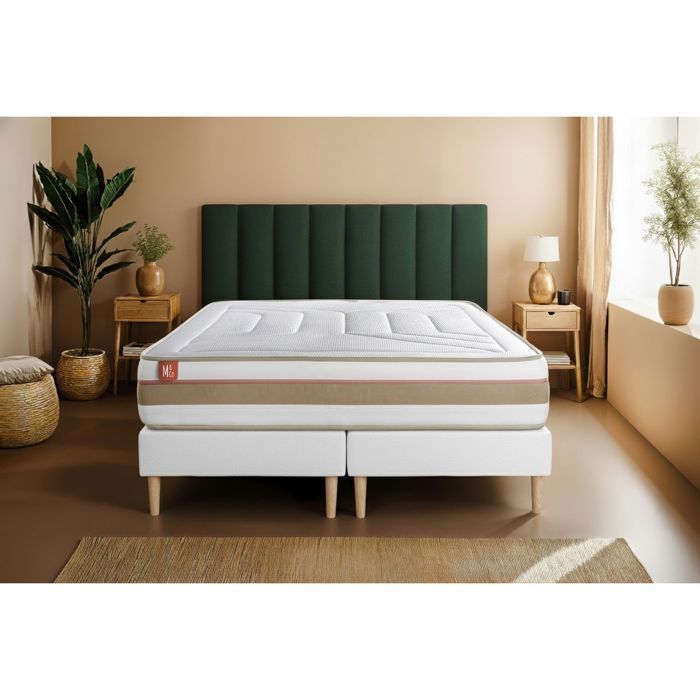 Pack matelas LE TENDRE 180x200 Ressorts ensachés + Mémoire de forme + double sommiers Blanc