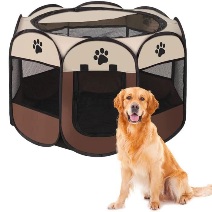 Comparer les prix de Parc Pliable pour Petits Animaux - Tente Octogonale Oxford - Marron - Petit - Chat