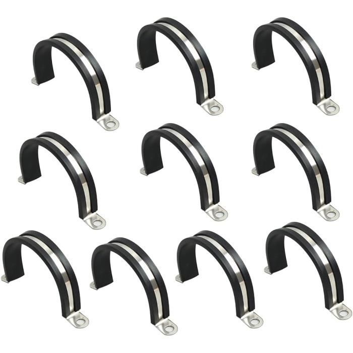 Lot De 10 Colliers Serre-câble P-Clip 8 Mm Avec Caoutchouc - Serrage Par Cliquet