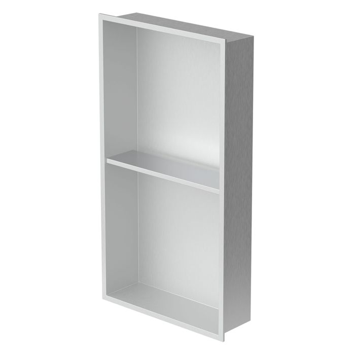 LuxeBath Niche de Douche Encastrée Murale Double 30x60x10 cm en Acier Inoxydable Argent Étanche Étagère avec Cadre Salle de