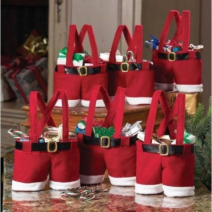 Coffret de décoration de Noël - Pantalon Père Noël - 6 pcs - Rouge - 19 x 15 x 2 cm