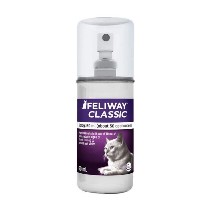 Spray Feliway F3 - CEVA - 60 ml - Réduit le stress - Aide à la familiarisation - Phéromone synthétique