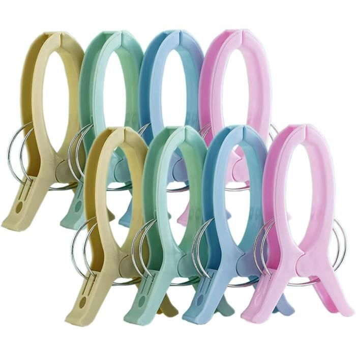 8Pcs Pince Serviette Plage Pinces à Linge Grosse Pince à Linge Clip de Brise-Vent Pince Plastique pour Serviettes Quilt Vêtement