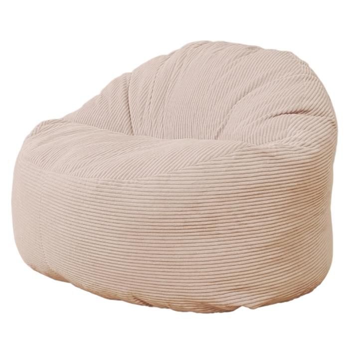 Pouf Velours Côtelé épais - 100cm - Bananair - Blanc