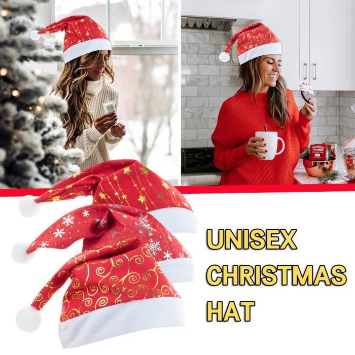 Lot de 6 chapeaux de Noël Père Noël en velours doux pour adultes et enfants Unisexe
