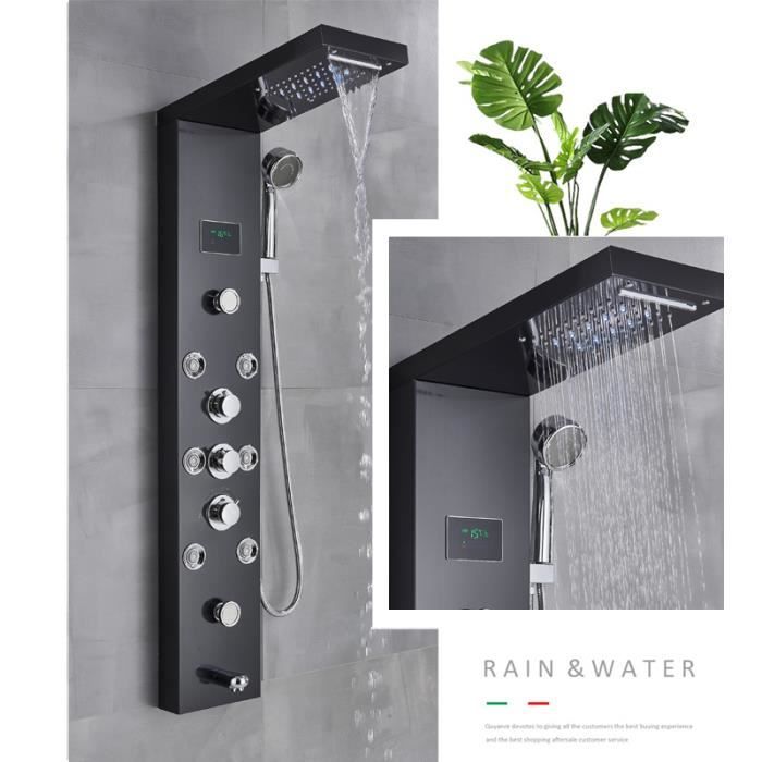 COLONNE DE DOUCHE Hydromassante Panneau Acier Inox avec Ecran LCD de
