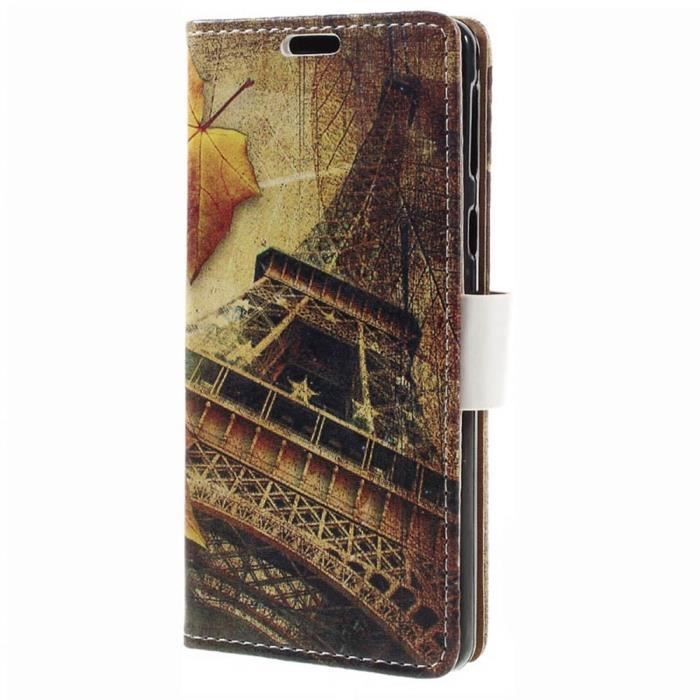 Housse Portefeuille Pour Wiko View3 Pro - Cuir PU Noir/Rouge - Porte-Cartes - Neuf
