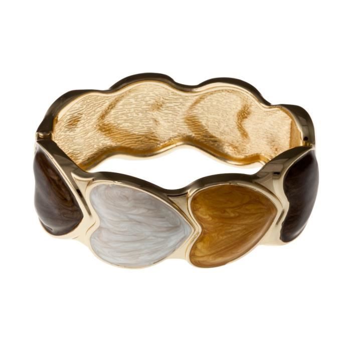 Bijou Ancien Bracelet Fantaisie En émail Marron - Vintage, Occasion, Style Rétro