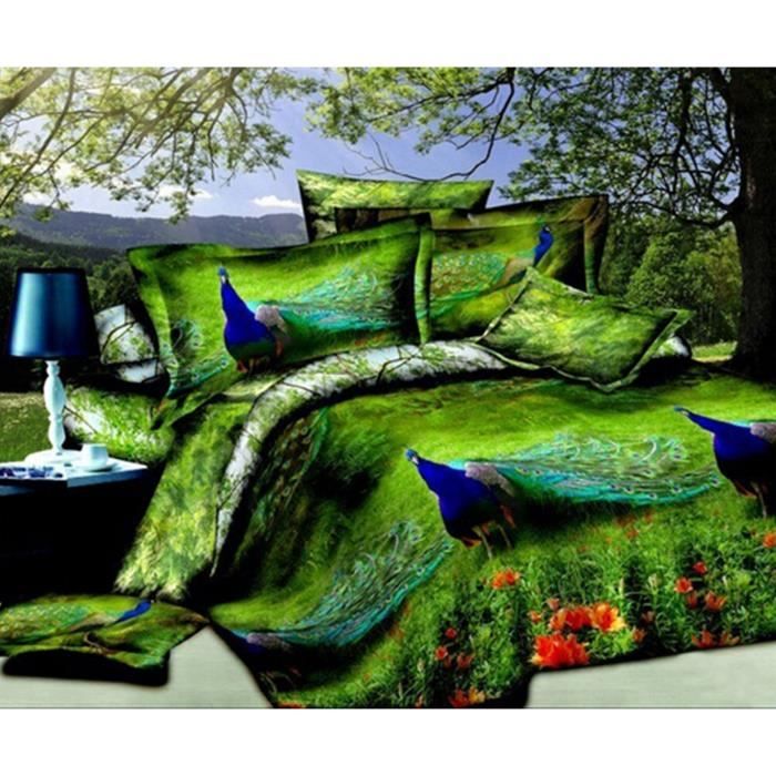 Housse De Couette 3D Avec Motif Animal - Loup, 200x200 Cm - Set Housse + Taies D'oreiller En Microfibre Polyester